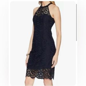 Lilly Pulitzer Kenna Dress Scalloped Fan Lace Black Onyx Size 0
